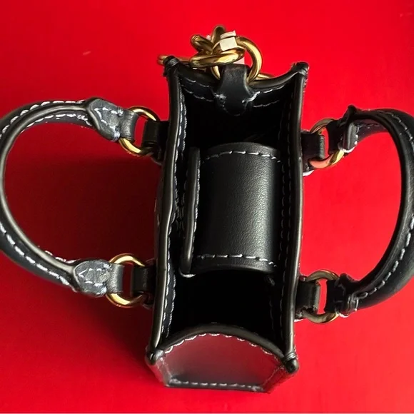 Coach Navy and Burgundy Cherry Print Key Holder - Picture 14 of 15